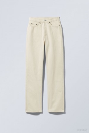 Beige Light Weekday Rowe Extra High Straight Jeans | ZJIY8997