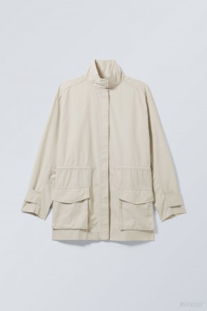 Beige Weekday Hayden Workwear Jacket | SPJQ9906