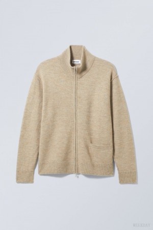 Beige Weekday Mattias Regular Cardigan | ZZFV6918