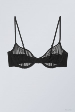 Black Stripes Weekday Molly Underwire Bra Bra | TBVG1653