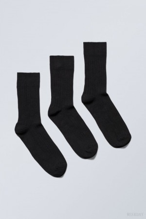 Black Weekday 3-pack Selma Socks | PCTV0732