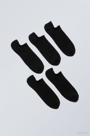 Black Weekday 5-pack Ankle Socks | YKLK6617