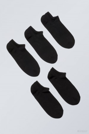 Black Weekday 5-pack Cotton Trainer Socks | LTBP8495