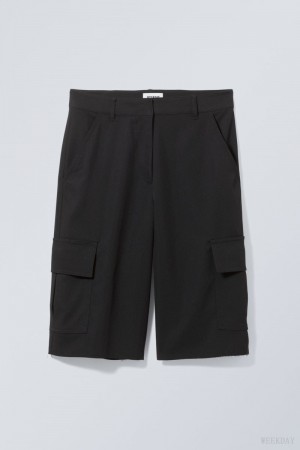 Black Weekday Arwen Cargo Suiting Shorts | YZWR3124