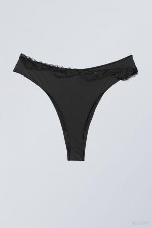 Black Weekday Cleo Lace Brazilian Briefs Briefs | ERNO1737