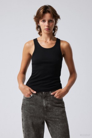 Black Weekday Close Fitted Tank Top | LMHS7669