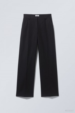 Black Weekday Cyrus Linen Mix Trousers | MZGE8234