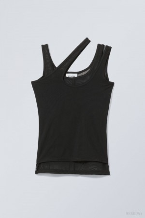 Black Weekday Double Layer Tank | UYEM6303