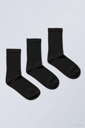 Black Weekday Eleven Socks 3-pack | HWXG8126