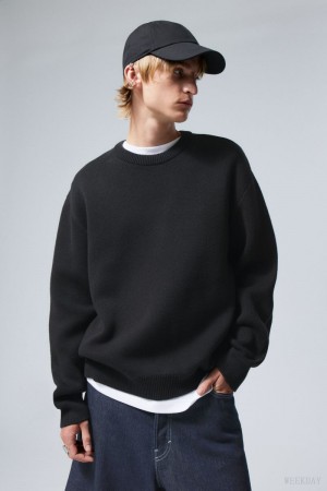 Black Weekday Fabian Jacquard Knit Sweater | FQEJ4364