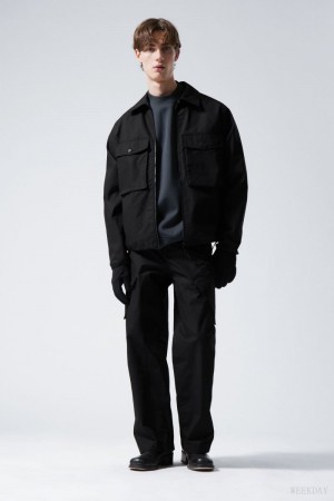 Black Weekday Frank Cargo Pocket Jacket | OYLG8607