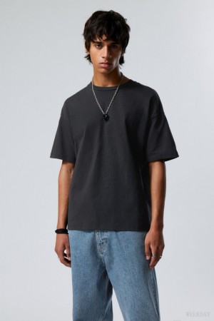 Black Weekday Great Boxy Heavyweight T-Shirt | CRSO3845