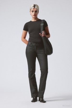 Black Weekday Jackie Low Waist Trousers | GGUO0775