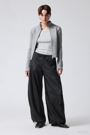 Black Weekday Leish Parachute Trousers | QQKO6764