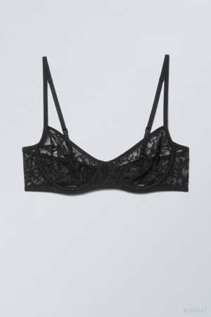 Black Weekday Lucy Lace Underwire Bra Bra | EXHH3610