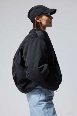 Black Weekday Lui Oversized Bomber Jacket | OKQD4663