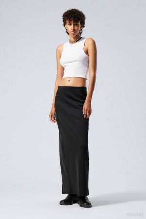 Black Weekday Minimal Long Skirt | JKPT9648