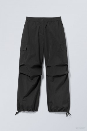 Black Weekday Nila Parachute Trousers | CSJB5147