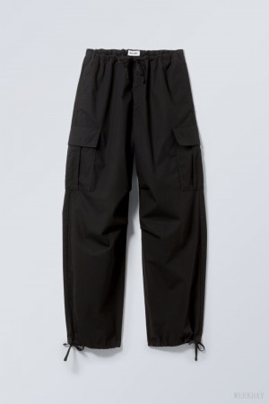 Black Weekday Parachute Loose Cargo Trousers | FFLH2358