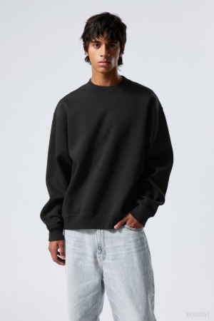 Black Weekday Relaxed Heavyweight Sweatshirt | YWFN9389