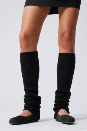 Black Weekday Rib Knit Leg Warmers | JIIM9055