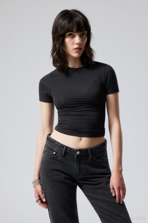 Black Weekday Slim Fitted T-shirt | IPUN3181