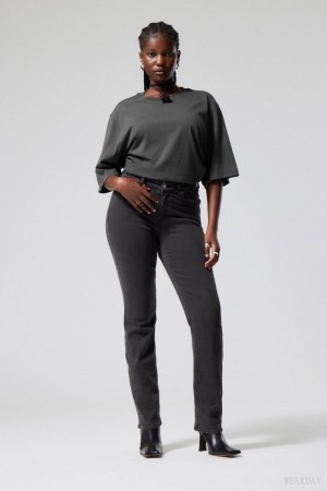 Black Weekday Twig Curve Mid Straight Jeans | IIBC5870