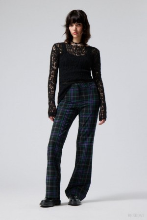 Black / Purple Weekday Kate Flared Suiting Trousers | RFKT2861