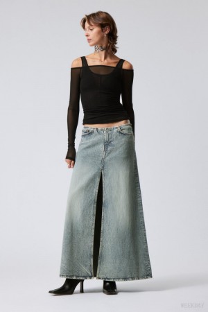 Blue Weekday Anaheim Long Denim Skirt | IRXA5610