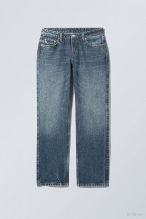 Blue Weekday Arrow Low Straight Jeans | DJPD9295