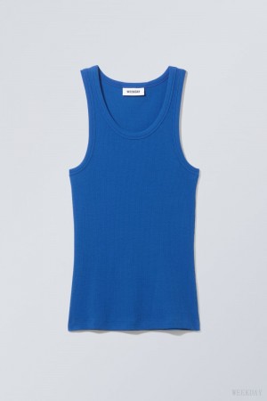 Blue Weekday Close Fitted Tank Top | RYYT6646