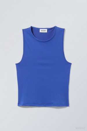 Blue Weekday Fine Fitted Tank Top | YWDH3988