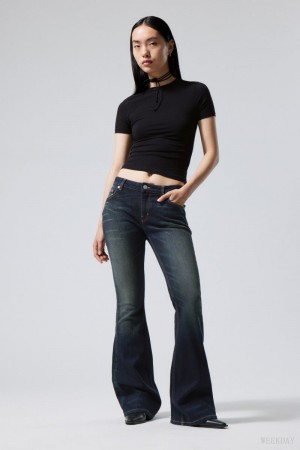 Blue Weekday Flame Low Flared Jeans | KBDX0480