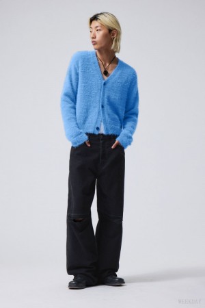 Blue Weekday Jesper Regular Hairy Cardigan | QOSL0273