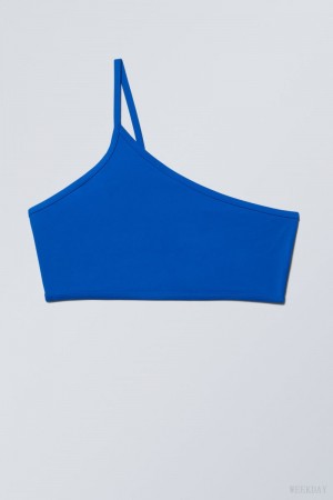 Blue Weekday One-Shoulder Bikini Top | ZZXK9181