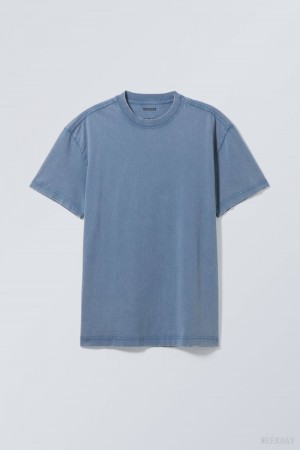 Blue Weekday Oversized Heavyweight T-shirt | JUPT7660