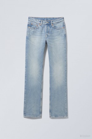 Blue Weekday Pin Mid Straight Jeans | ABQK2938