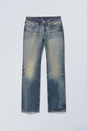 Blue Weekday Pin Mid Straight Jeans | WHQK8053