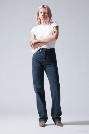 Blue Weekday Rowe Extra High Straight Jeans | FRWH8642