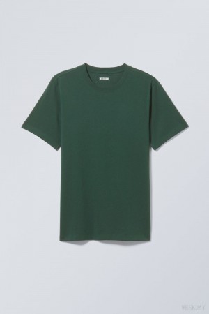 Dark Green Weekday Standard Midweight T-shirt | VSIV4172