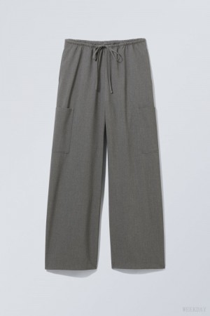 Dark Grey Weekday Adisa Suiting Cargo Trousers | RLEB9768