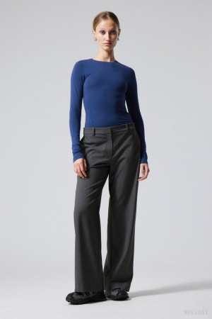 Dark Grey Weekday Emily Low Waist Suiting Trousers | HZBB7183