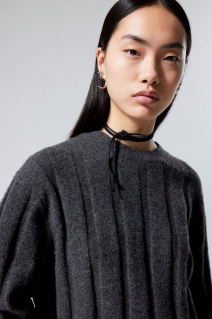 Dark Grey Weekday Fiona Rib Sweater | LURV3203