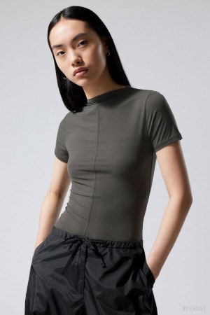 Dark Grey Weekday Jen Mockneck Top | VVLA6062