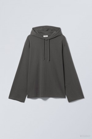 Dark Grey Weekday Oversized Hooded Long Sleeve | MBQV4518