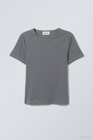 Dark Grey Weekday Slim Fitted T-shirt | XASS2966