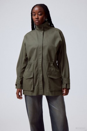 Dark Khaki Weekday Hayden Workwear Jacket | FWPO8738