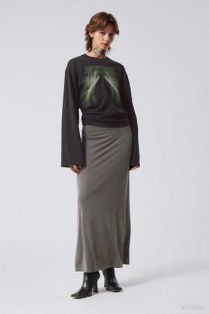 Dark Mole Weekday Signe Drapy Maxi Skirt | TAUP6558