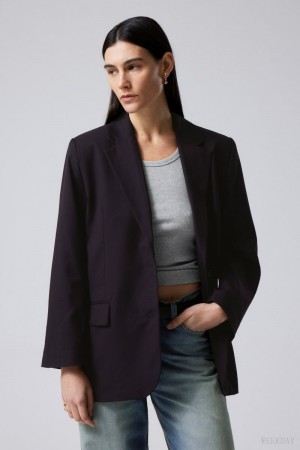 Dark Purple Weekday Erin Oversized Blazer | BXYF7373