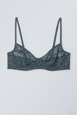 Dark Turquoise Weekday Lucy Lace Underwire Bra Bra | VWYZ0285